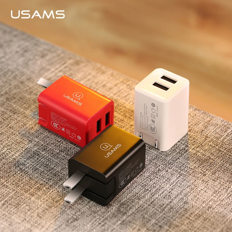 USAMS мини двойной USB складное зарядное устройство для мобильного телефона