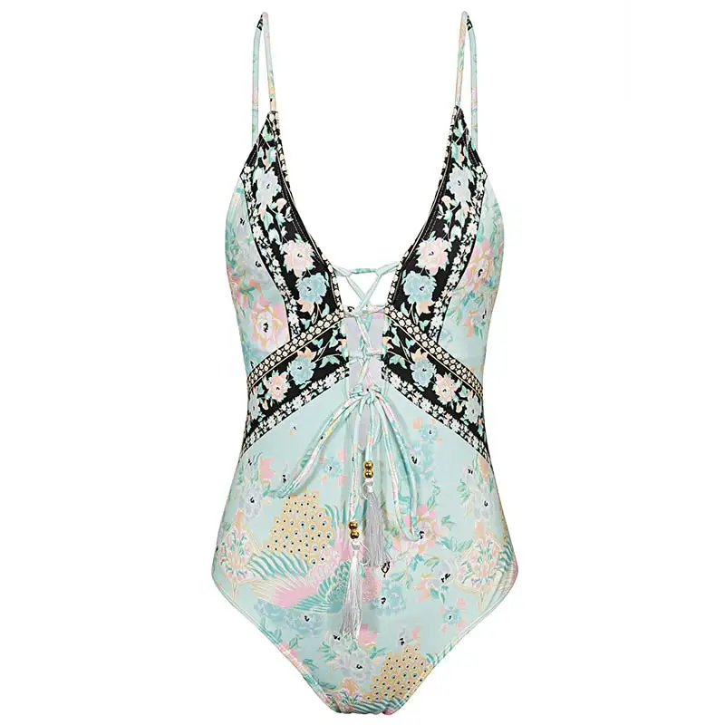 Для женщин Gypset Кружева V шеи Одна деталь купальник женский Push Up один кусок