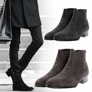 Big Size 39-44 Winter Shoes Men Chelsea Boots Flock Low Heel Mens Footwear Sapato Masculino Black | Обувь