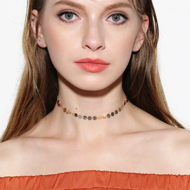 F.I.N.S Simple Necklace Chains of Women Triangle Round Rhombus Gold/ Silver Color Female Fashion Chokers Jewelry | Украшения и