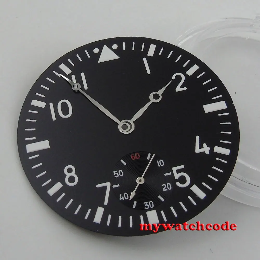 38 9 мм черный циферблат светящийся fit ETA 6498 мужские часы D62 (циферблат + стрелки) |