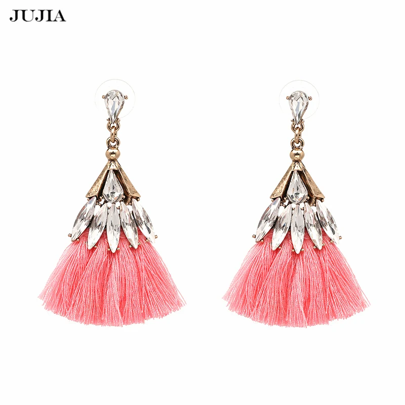 Оптовая продажа этнические богемные серьги с бахромой ручной работы висячие