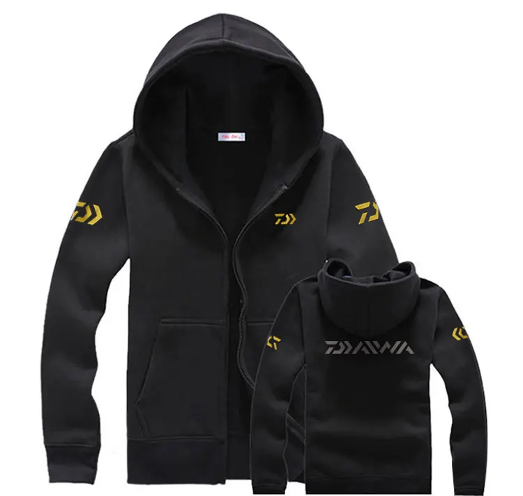 

Spring Autumn Fishing Clothes Sea Fishing Warm Fleece Daiwa Hoodie Outdoor Windproof Fishing Jacket with Hood Golden Mark