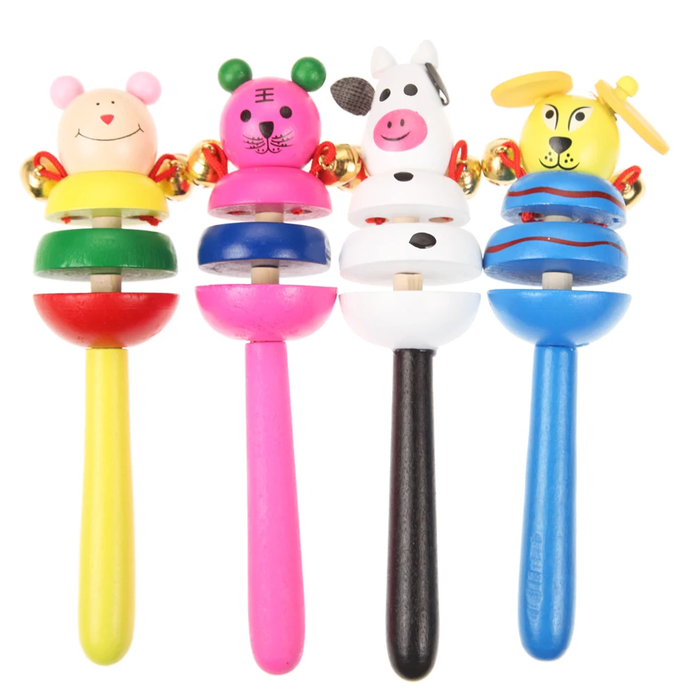 1 шт. детские игрушки погремушки деревянная активная палочка с колокольчиком