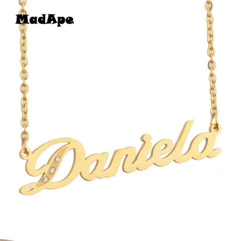 Женское Ожерелье MadApe с подвеской в виде буквы «Даниэла», из нержавеющей стали, на заказ, любое ожерелье с именем для девочек