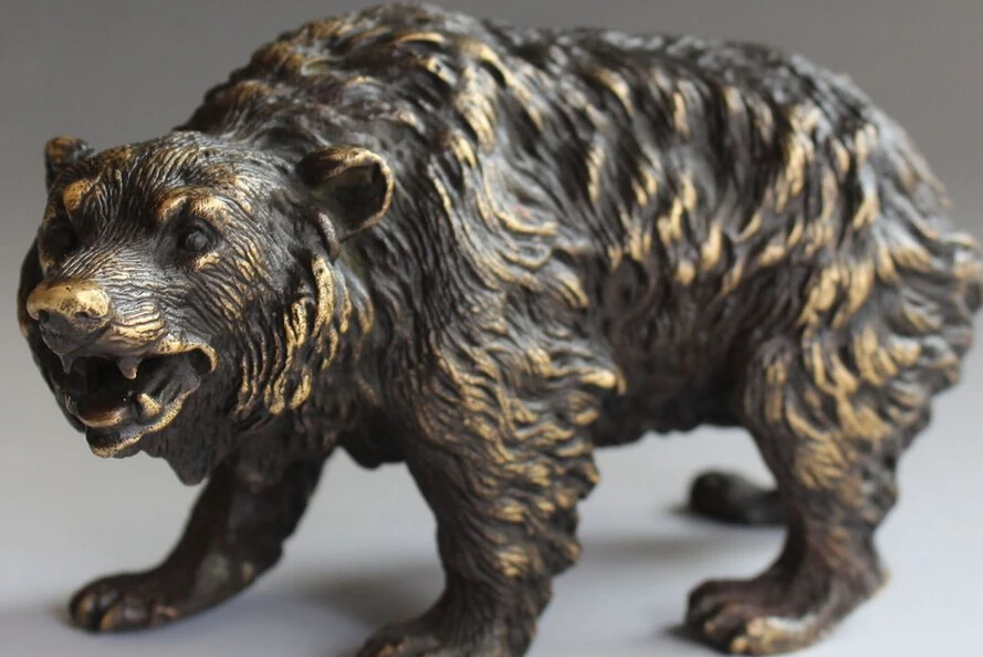 WBY 7 &quotКитайский фэн шуй народная чистая бронза животное черный белый медведь