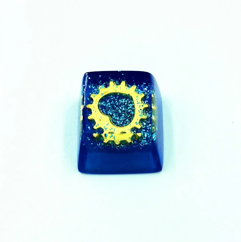 Сердце океана ручной работы толстые смолы ключ крышка s синий и желтый подсветкой