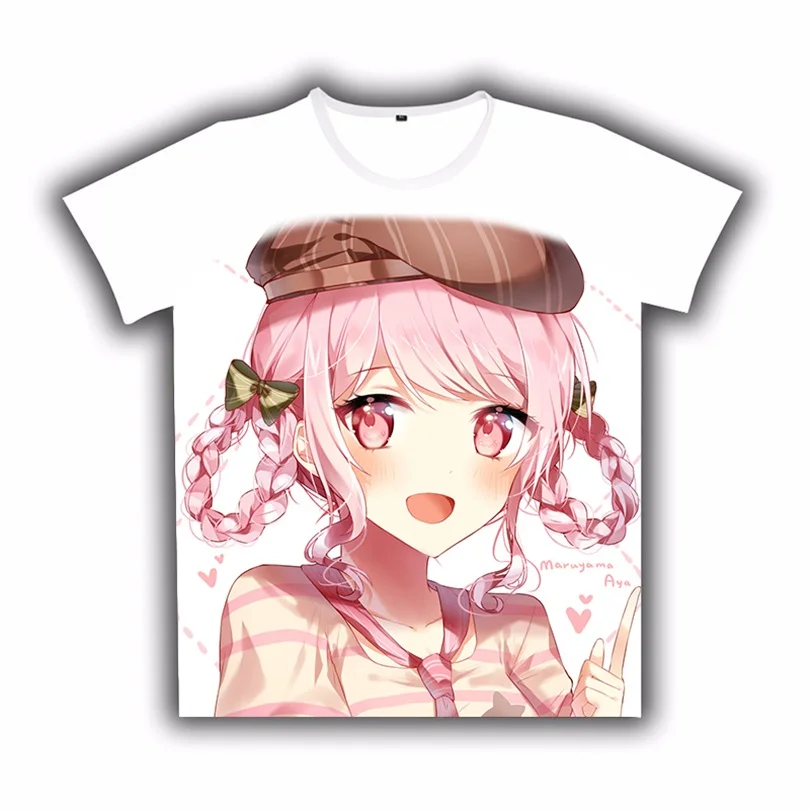 Футболка аниме Bang Dream! Принт милый Косплей короткий рукав белая футболка для женщин и мужчин повседневные студенческие летние спортивные топы индивидуальный подарок - Цвет: 11
