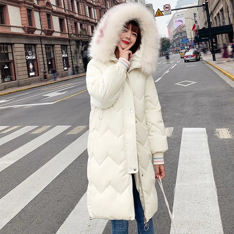 beige Шикарное бархатное меховое пальто с капюшоном зимнее пуховое пальто теплая куртка плюс размер длинный тонкий женский ватный ватник женская куртка на меху - Цвет: beige