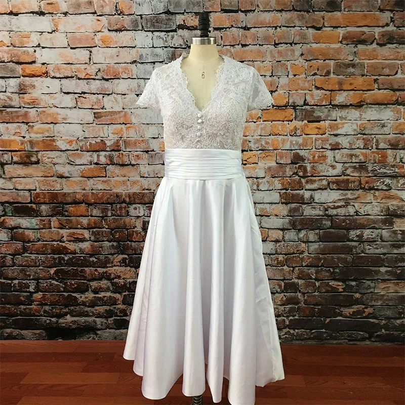 Vestido De Novia Платье с v образным вырезом Mariage аппликации кружевом длиной выше колена
