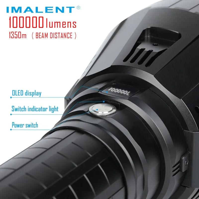 Продажа IMALENT MS18 100000 люмен большая вспысветильник светодиодная Высокая мощность CREE XHP70 Водонепроницаемая вспысветильник с аккумулятором 21700 интелле...