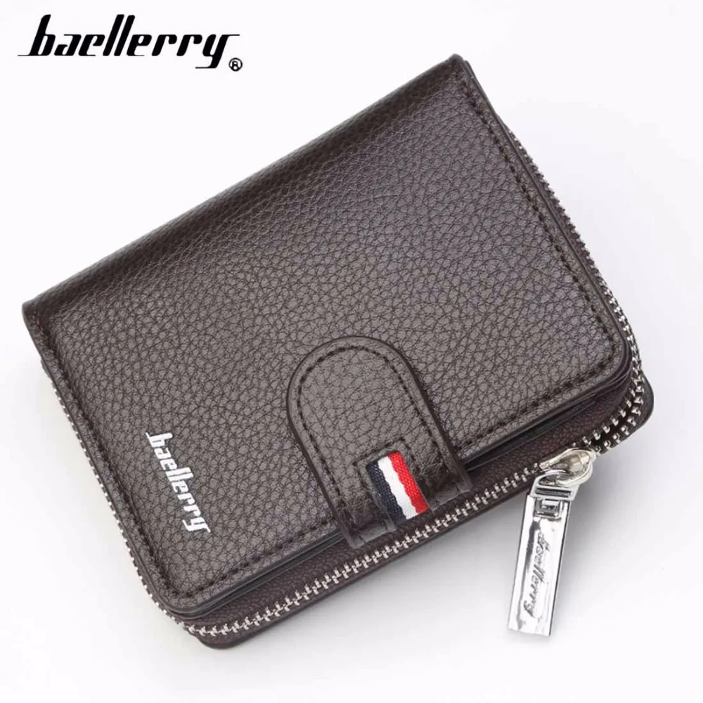 Мужские кошельки baellerry, короткий дизайн, из искусственной кожи держатель для карт, мужской кошелек, модный бренд, высокое качество, простой мужской кошелек на молнии