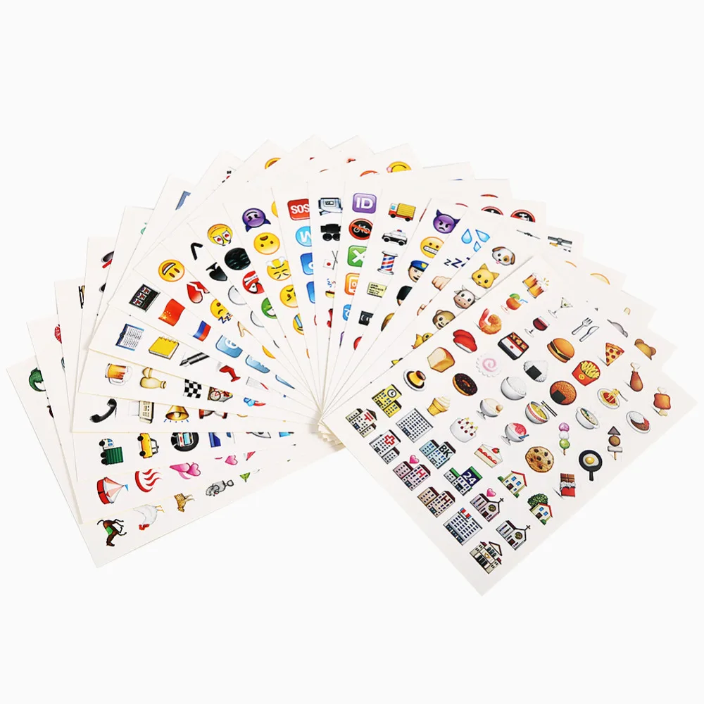 Emoji Sticker Pack Stickers Most Popular Emojis For Mobile Phone Kids Rooms Home Decor Tablet 19 Sheets/Pack Wholesales | Дом и сад