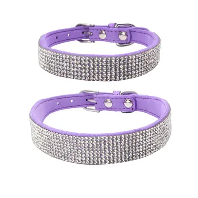 purple Шикарные Стразы Корейский Бархатный собачий ошейник для щенка кошки двухсторонний ошейник для питомца аксессуары для домашних животных для маленьких собак Тедди Чихуахуа - Цвет: purple