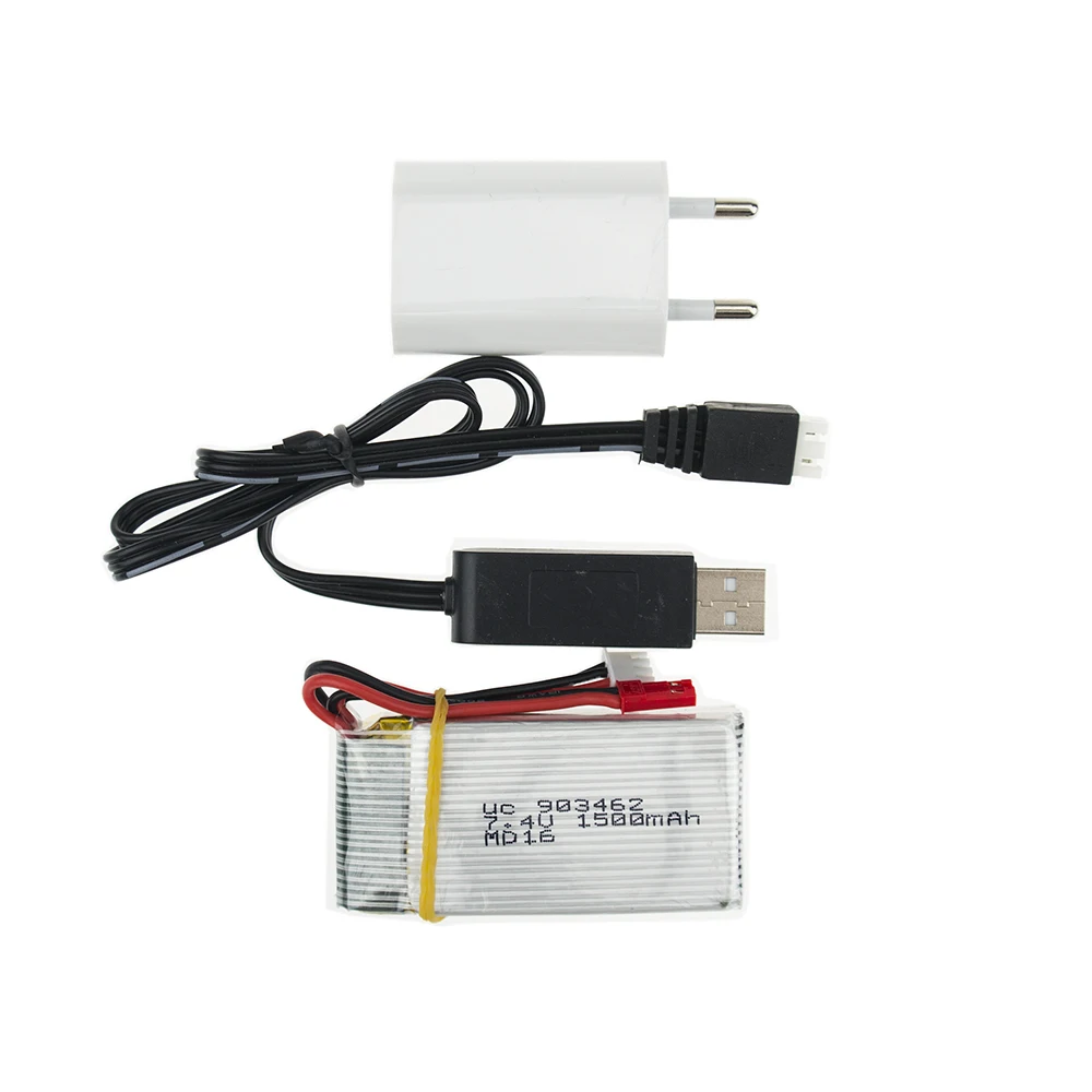 Литий Полимерный Аккумулятор 7 4 В 1500 мАч 25C с зарядным USB кабелем и адаптером для