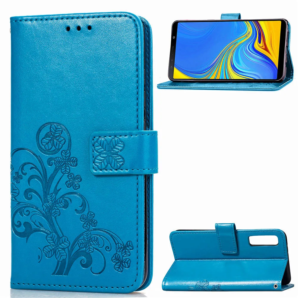Luxury Four Leaf Clover Embossing Flower Leather phone case For Samsung Galaxy A5 A7 A9Star A6s A6 A8 Plus 2018 flip wallet | Мобильные