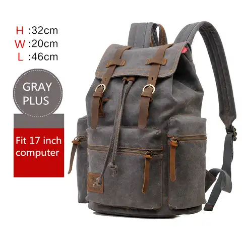 Рюкзак мужской для ноутбука 17 дюймов, винтажный Холщовый, вместительный дорожный, школьный ранец