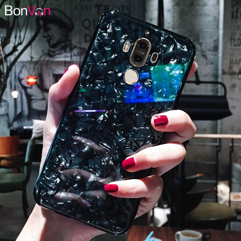 BONVAN закаленное Стекло чехол для huawei mate 10 Pro case мечта Shell Блеск Твердый переплет чехол для huawei mate 9 10 мягкие силиконовый случай защиты чехлы для телефон