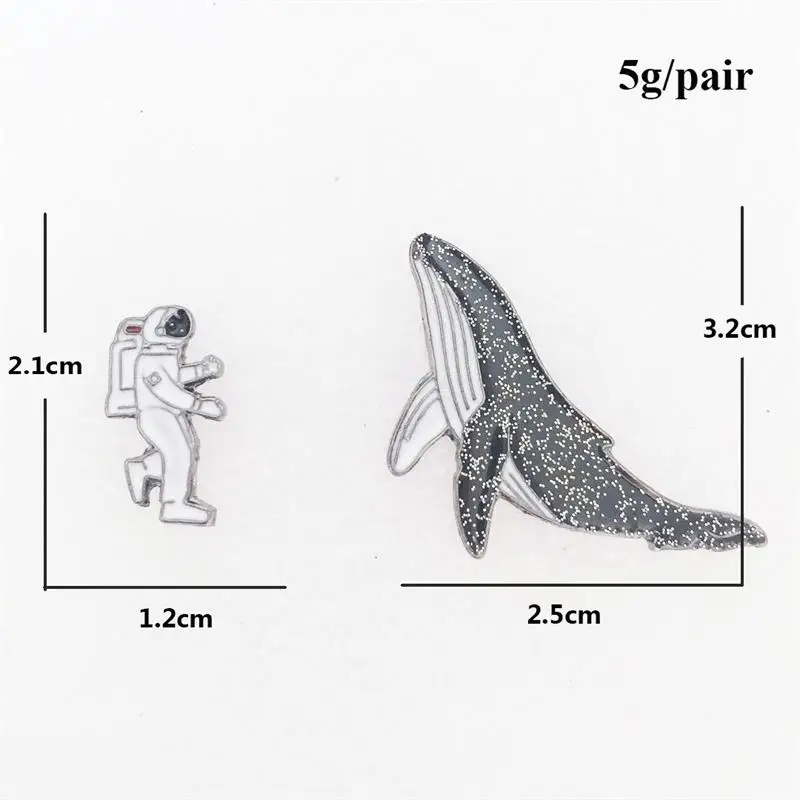Пара мультяшных серег астронавта и Кита серьги акулы женские модные ювелирные
