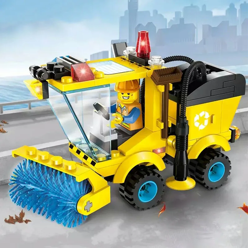 102 шт. просвещения город серии автомобиль-уборщик строительных блоков наборы