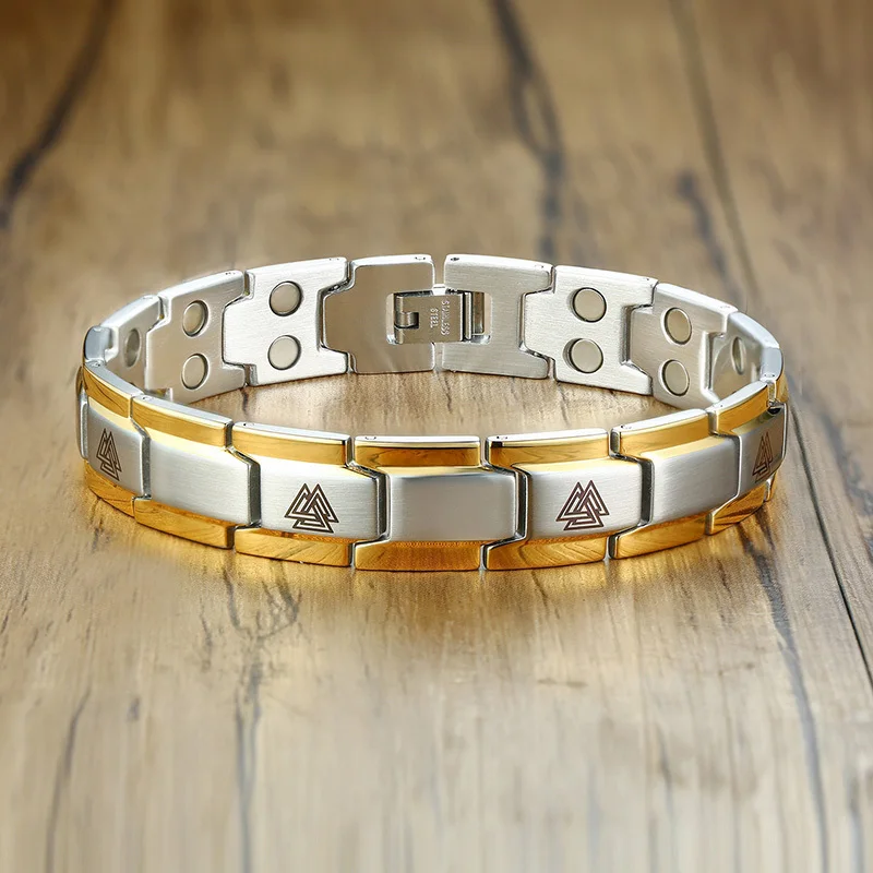 Vnox мужские двухрядные магниты энергетический браслет магнитные целебные