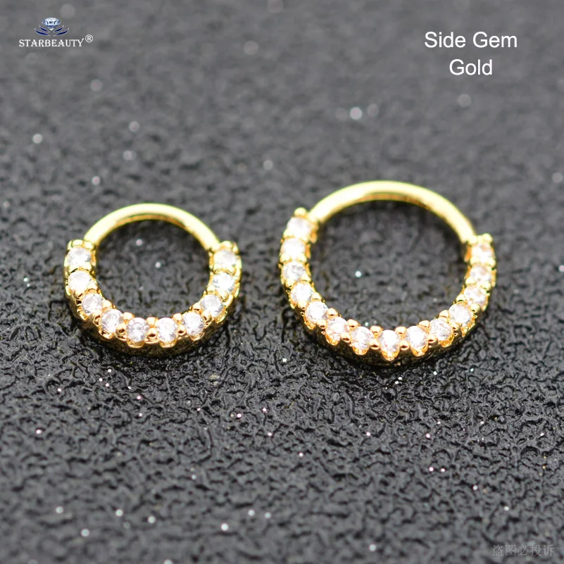 Starbeauty 1pc Clear Gem Nose Ring Tragus Piercing Helix Hoop Septum Rings Nose Piercing Clicker Fake Piercing Oreja Ear Jewelry