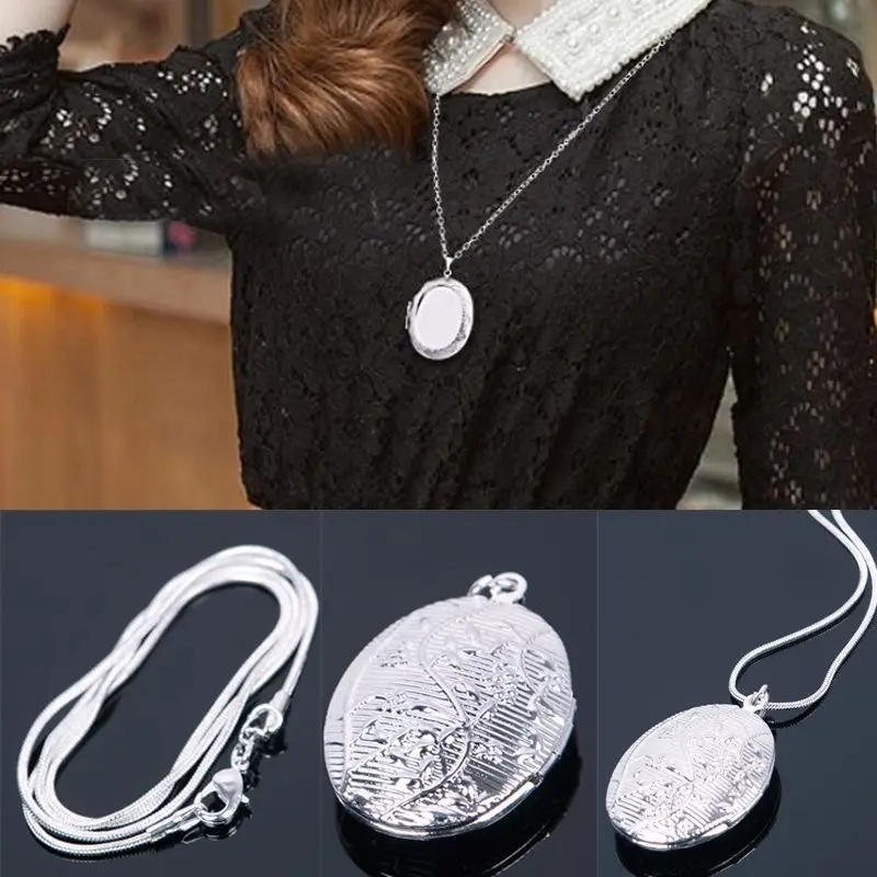 Модные украшения кулон с фото винтажный стиль длинная цепь ожерелье серебряным