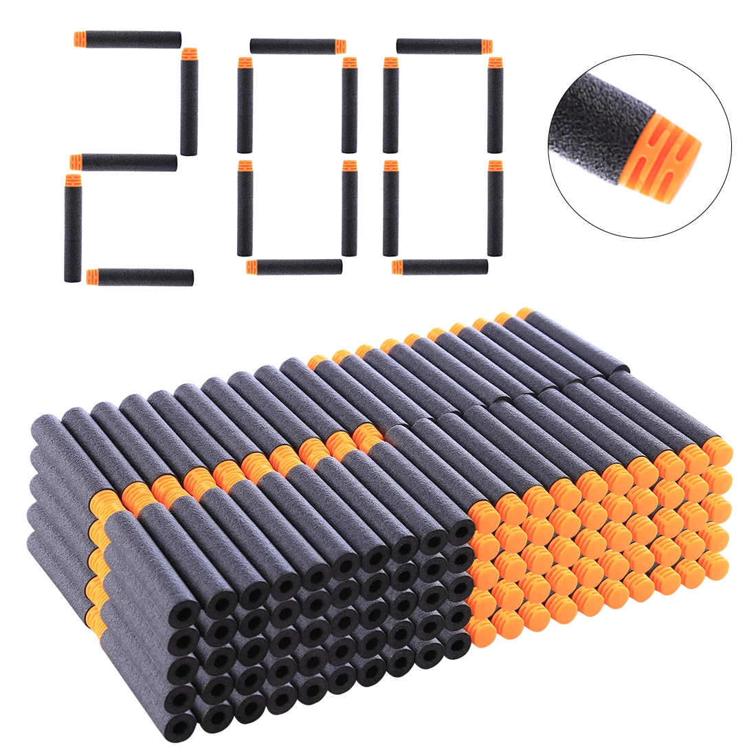 200 Pcs Высокая буферная Мягкая Пуля плоская голова мягкие дротики с оранжевой головкой для Nerf детей на открытом воздухе съемки Prictice аксессуары - Цвет: 200 Pcs