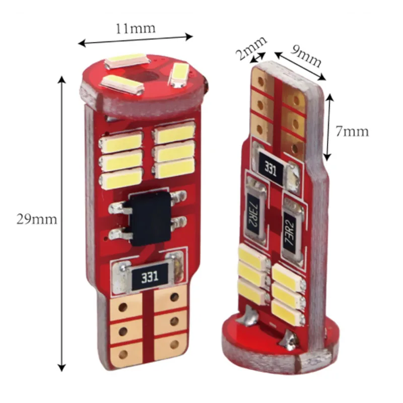 Автомобильная светодиодная лампа высокой яркости T10 W5W 194 15SMD красная печатная