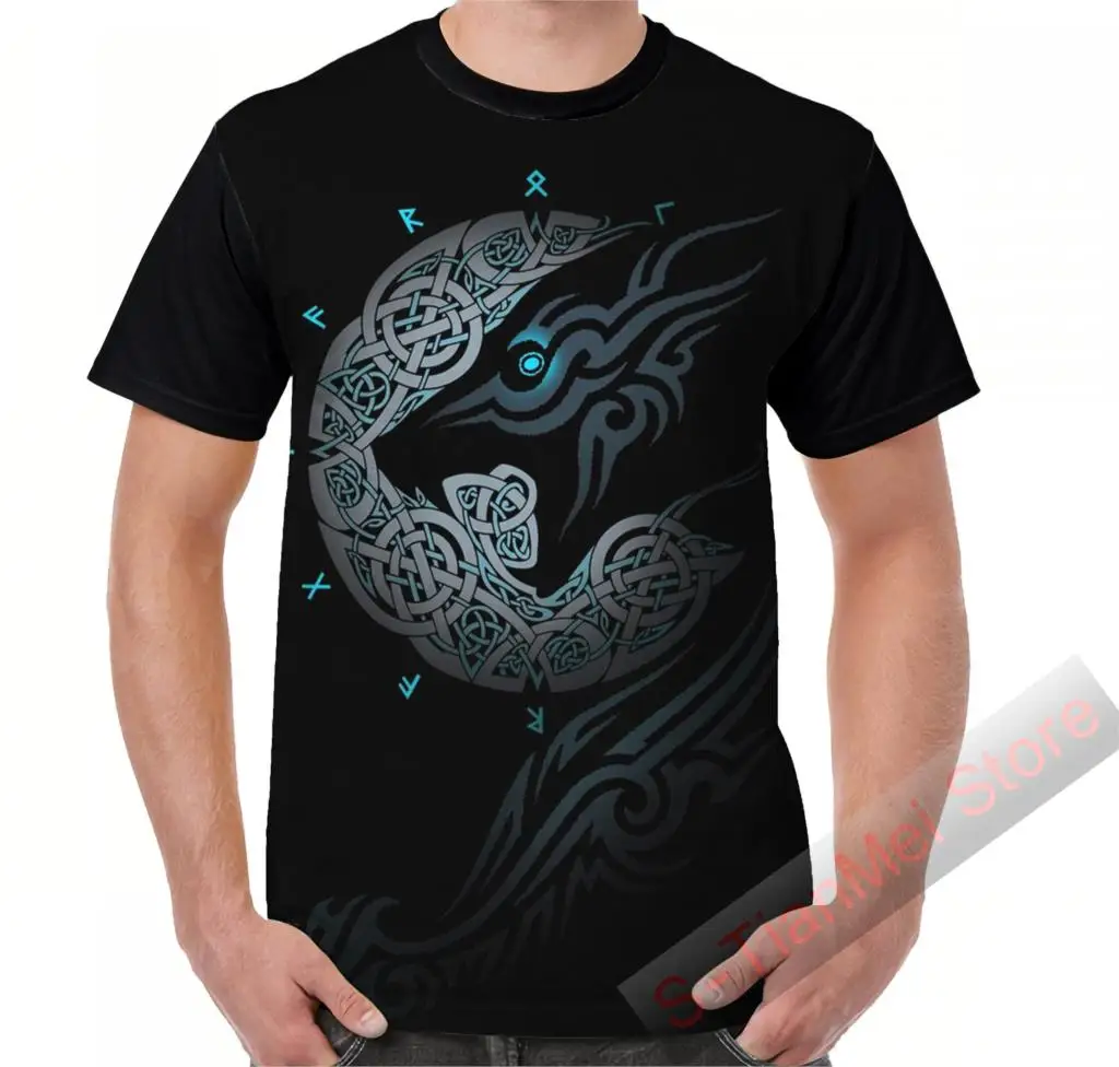 Летняя футболка с графическим рисунком мужские топы футболки принт RAGNAROK MOON