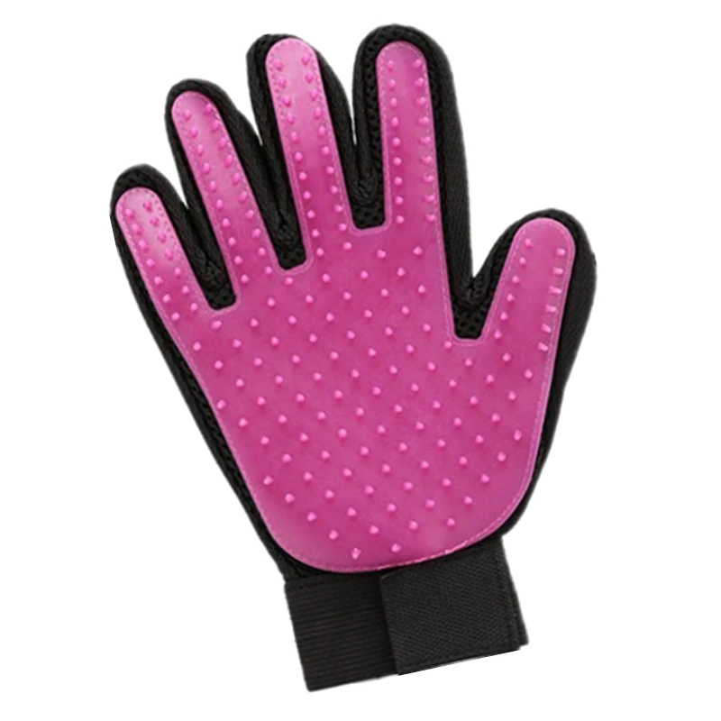 Pet Hair Brush Glove Cat Dog Massage Grooming Brush Comb Pet Bath Cleaning Brush Glove For Dog Cat Pet Supplies - Цвет: Red-Right Hand