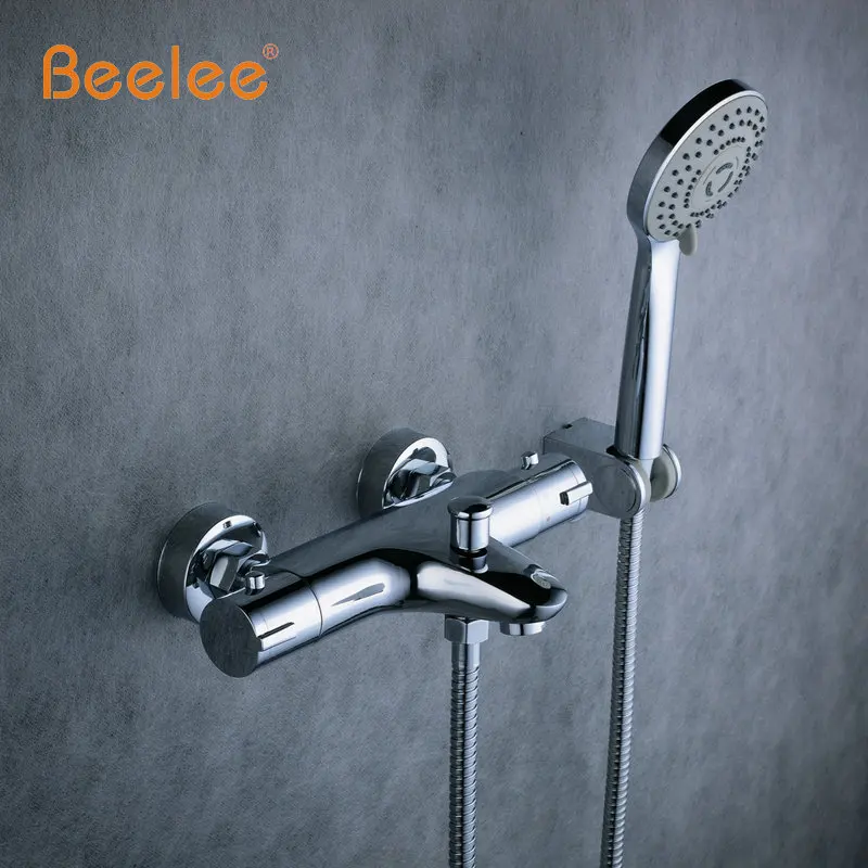 Высококачественный хромированный настенный термостатический смеситель Beelee для