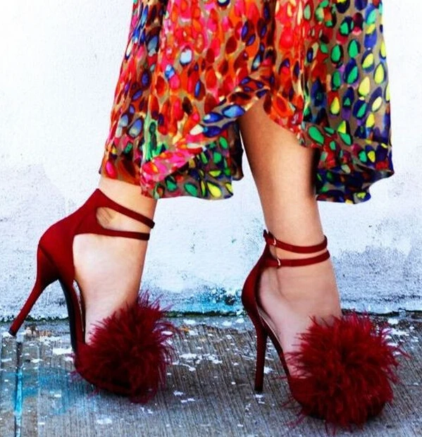 Бесплатная доставка Цвет винно красный босоножки на высоком каблуке