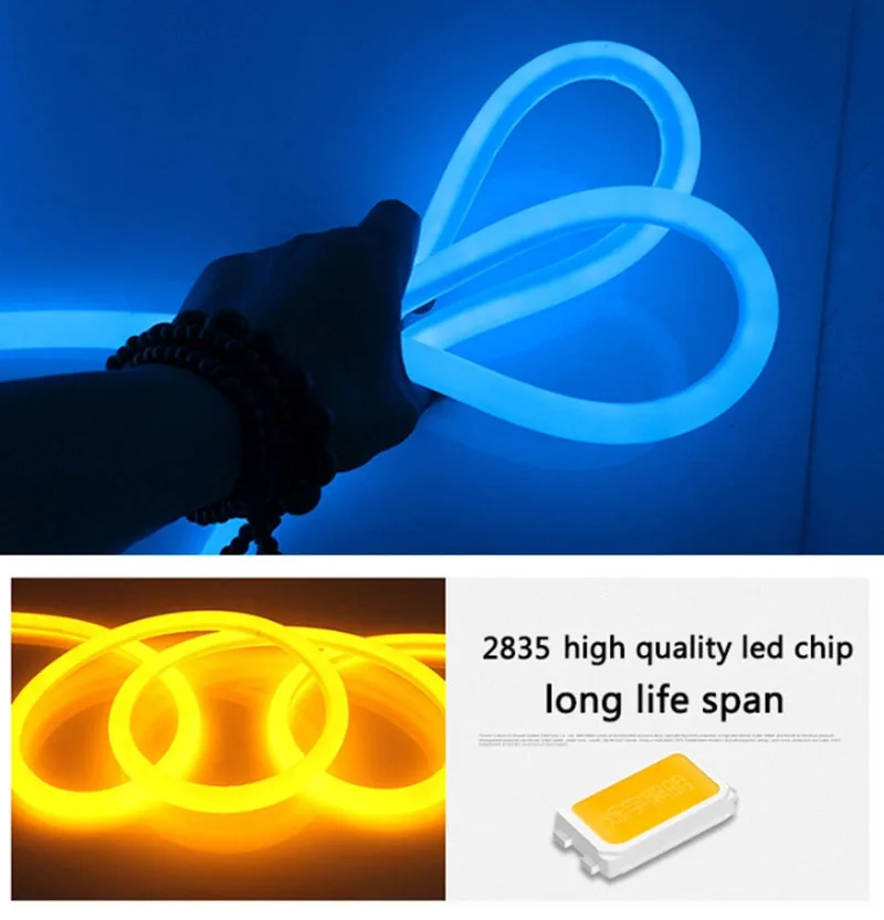 12 В постоянного тока Led гибкая SMD2835 круглая трубка Диодная лента для наружного декоративного рынка 360 градусов круглый светодиодный неоновый гибкий 220 В фиолетовый белый