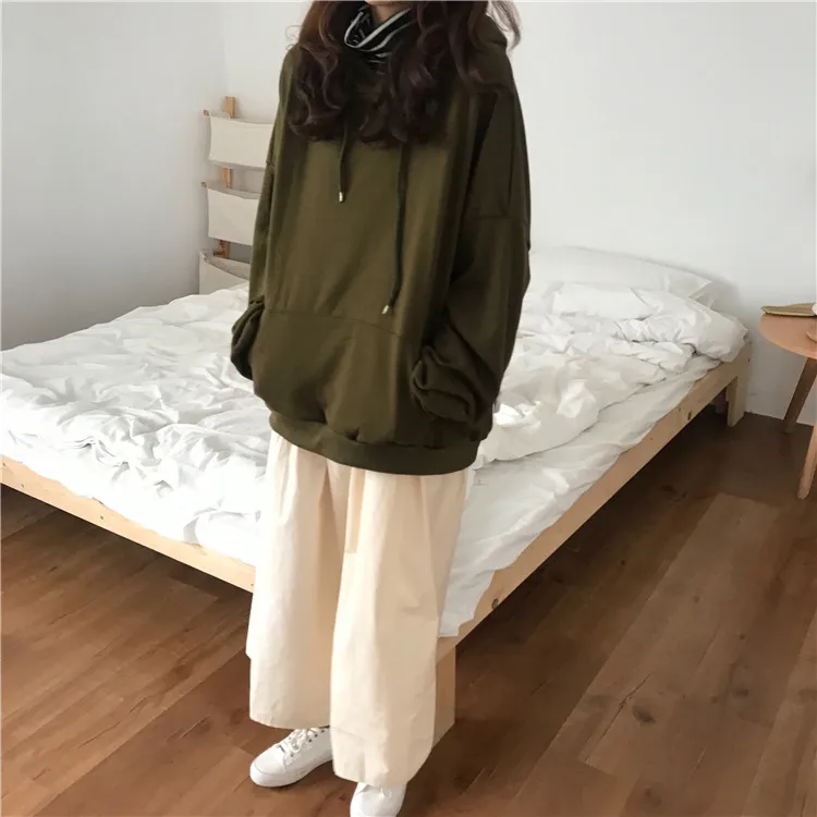7 цветов, осень и зима, корейский стиль ulzzang, одноцветные толстовки, Женская толстовка, Женская(C6932
