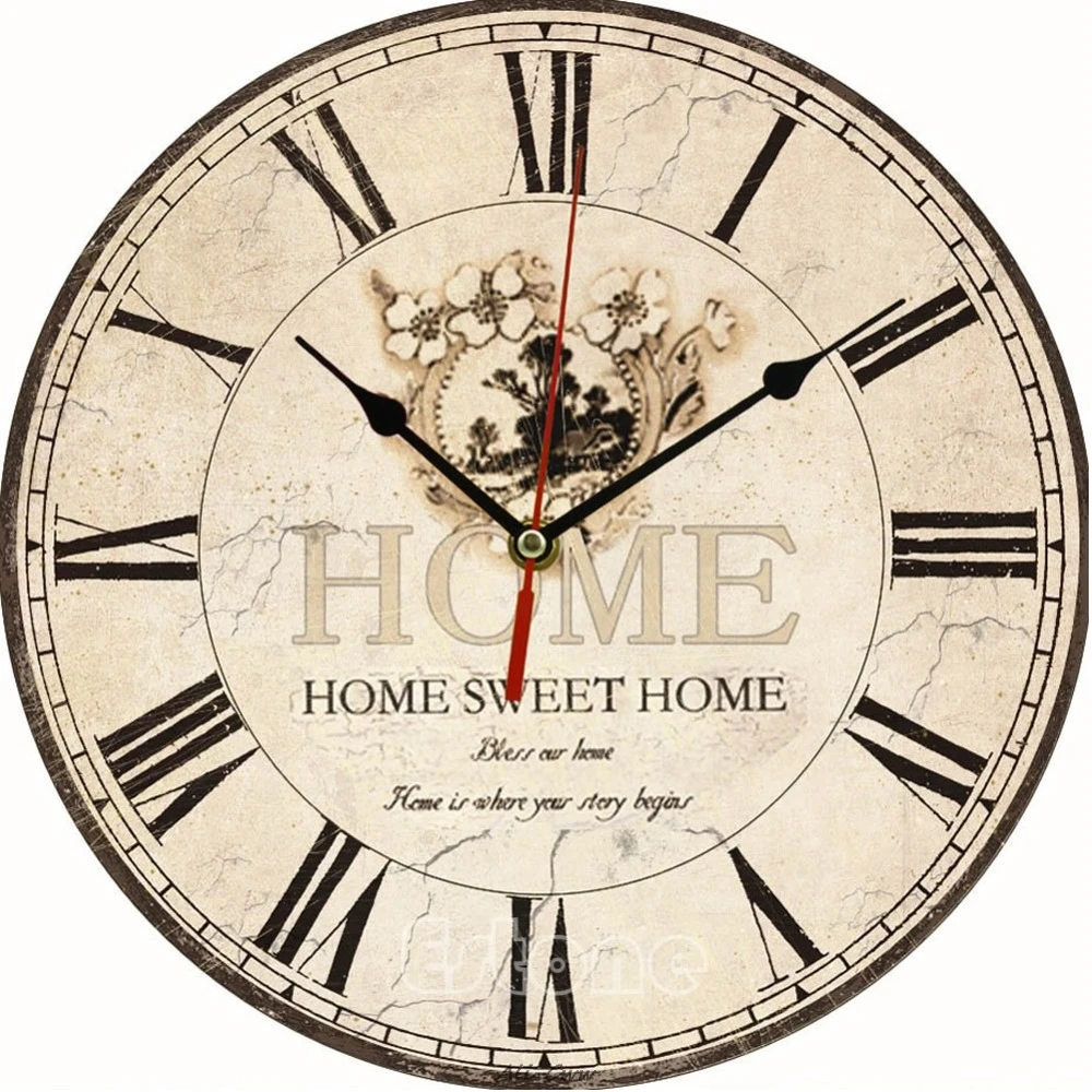 Large Vintage Flower Wooden Wall Clock Kitchen Antique Shabby Chic Retro Home | Дом и сад