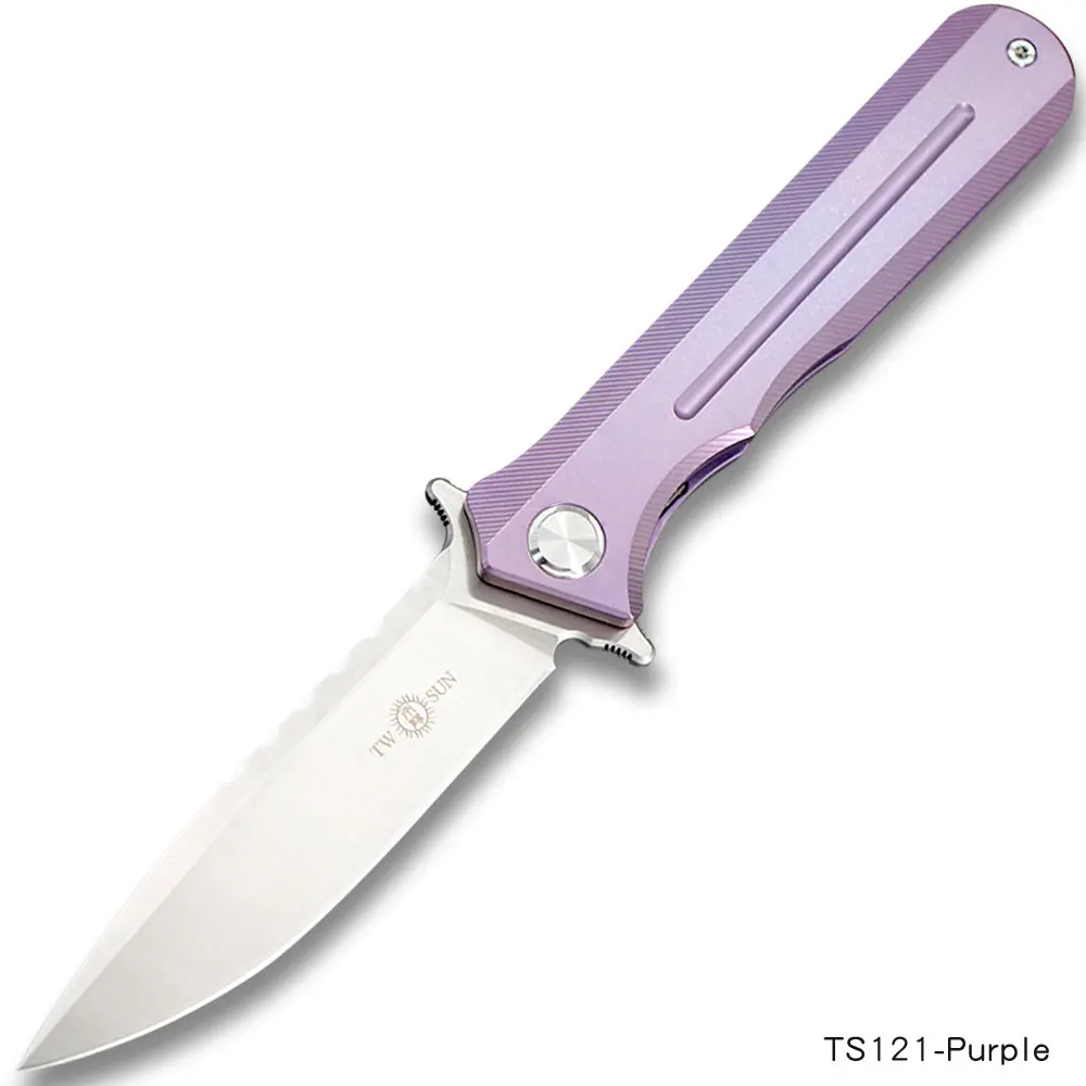 TS121-Purple TWOSUN d2 лезвие складной карманный нож тактические ножи Походный нож охотничий открытый инструмент титановый шариковый подшипник быстро открытый TS121 - Цвет: TS121-Purple