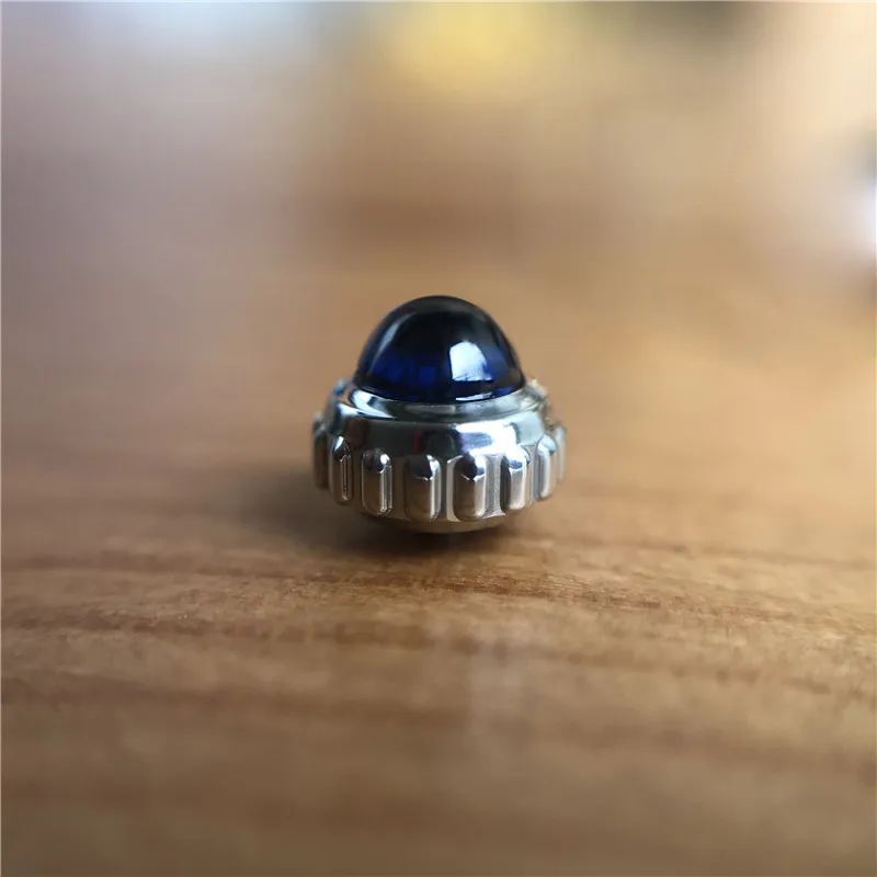 Silvery color Синий сапфировый кристалл+ Стальная корона для Cartier Ronde De Cartier 42 мм Оригинальные автоматические часы запчасти инструменты - Цвет: Silvery color