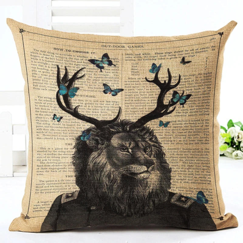 2017 европейский стиль с животными в стиле ретро квадратный льняной принтом декор