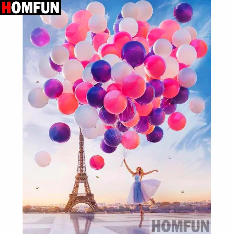 Алмазная 5D картина HOMFUN Башня шар женщина вышивка крестиком из квадратных/круглых
