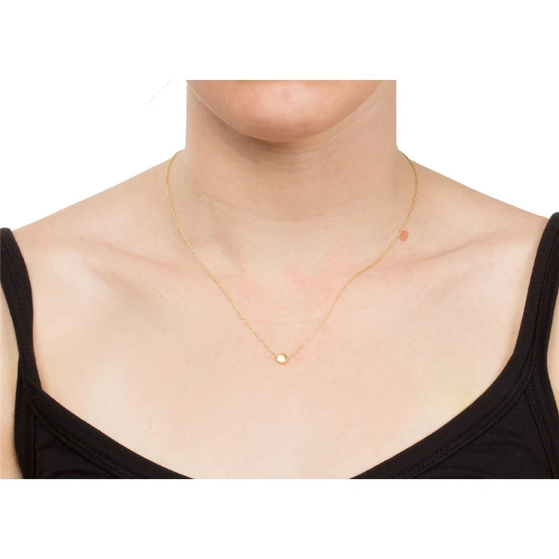 

2018 New Golden Bean Pendant Short Chain Choker Necklace For Women The Circle wish necklace with card Jewelry As gift