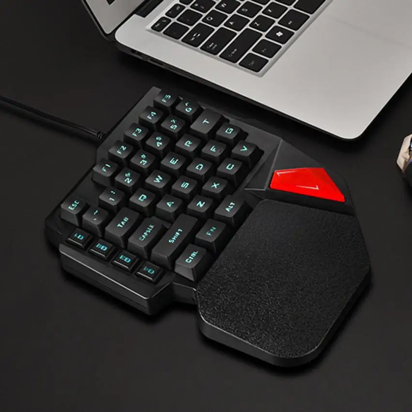 K108 Проводная 38 клавиш светодиодный Usb эргономичная Одноручная клавиатура