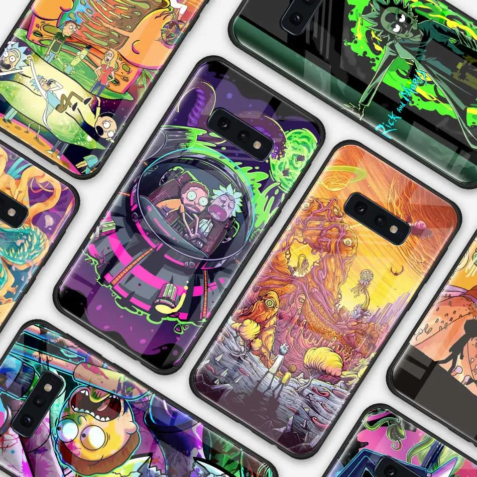 Рик и Морти чехол из закаленного стекла для samsung Galaxy S10 S10e S9 S8 S10 Plus Note 9 A50 A30