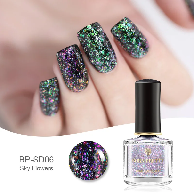 BPSD06 Born pretty, хамелеон Auroras Топ с блестками для масел, лака для ногтей яркий верхний слой Декоративный Лак для ногтей черная основа требуется маникюр - Цвет: BPSD06