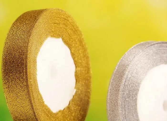 25 ярдов лента с золотым луком для упаковки подарков Золотая и Серебряная