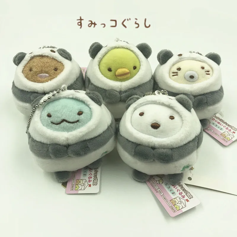 6 шт./компл. Kawaii Сан-х Sumikko Gurashi углу био обратились к пандой японский аниме плюшевая игрушка чучело Животные куклы кулон подарок для девочки