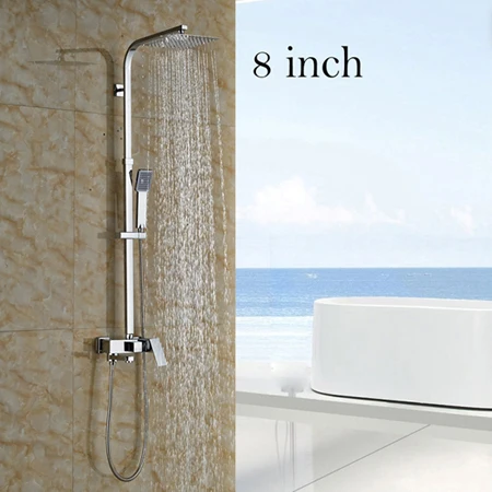 8 Inch Style Хром 8/10/1" настенное крепление ливневый душ на открытом воздухе кран Ванная комната с одной ручкой ванны полный набор для душа Смесители - Цвет: 8 Inch Style