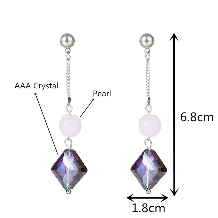 Модные квадратные серьги-гвоздики с кристаллами классические модные брендовые