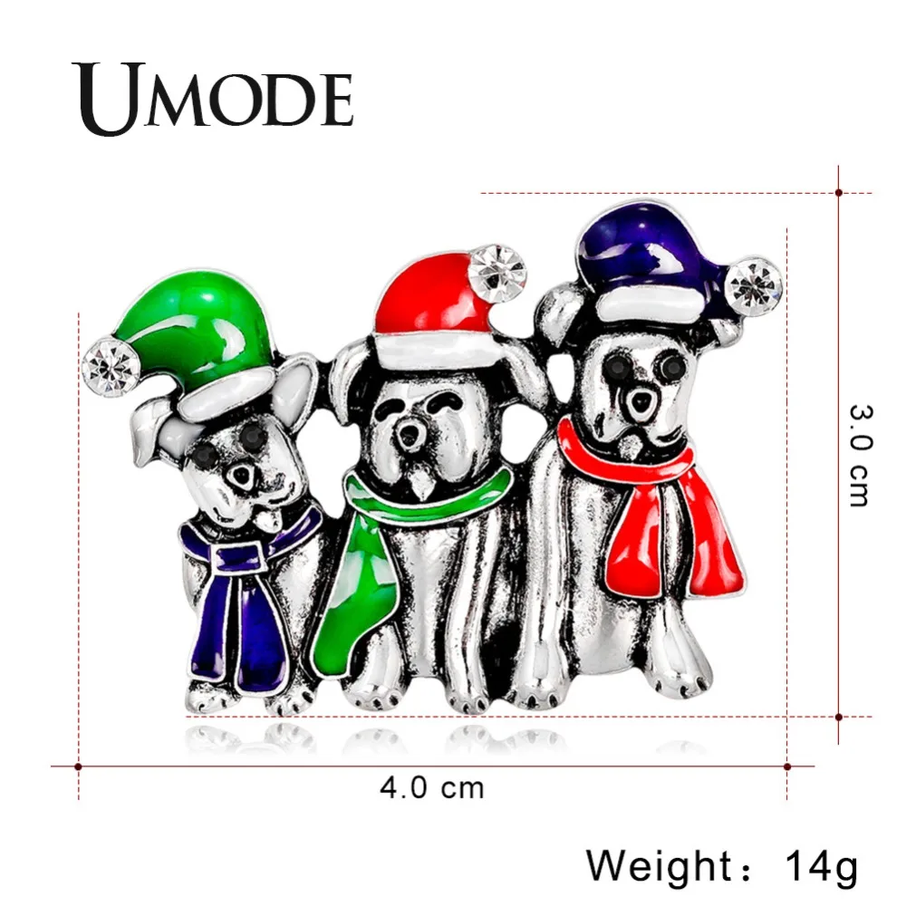 UMODE 3 Собаки семейные броши рождественские булавки для девочек милые