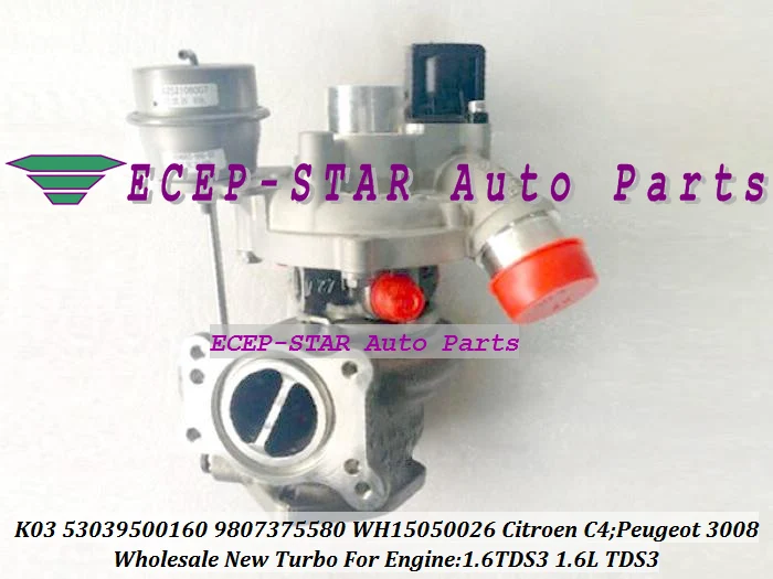 Турбокомпрессор K03 160 53039500160 5303-950-0160 9807375580 WH15050026 для Peugeot 3008 Citroen C4 1.6L TDS3 1.6TDS3 |